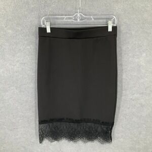Bongo Black Pencil Skirt Lace Trim Stretch Whimsigoth Grunge‎ Party Elegant Sz L